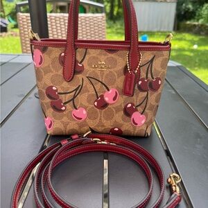 Coach mini city tote cherry print